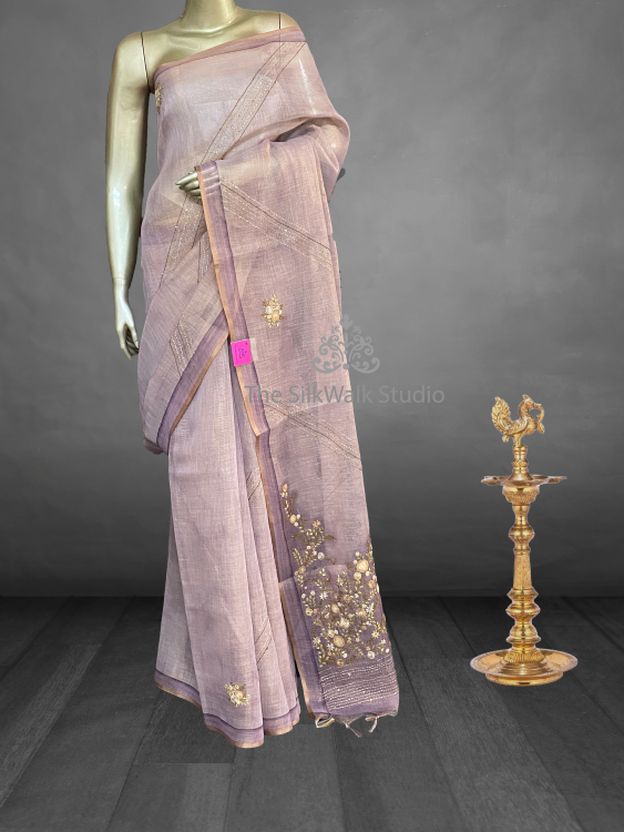Madavi - The Linen Cotton Saree in Thread Embroidery SWS36 Madavi - The Linen Cotton Saree in Thread Embroidery SWS36