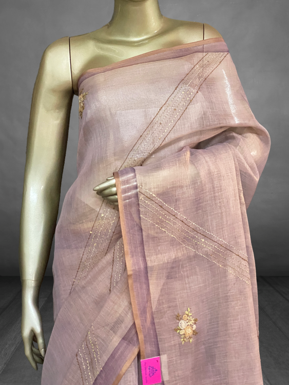 Madavi - The Linen Cotton Saree in Thread Embroidery SWS36