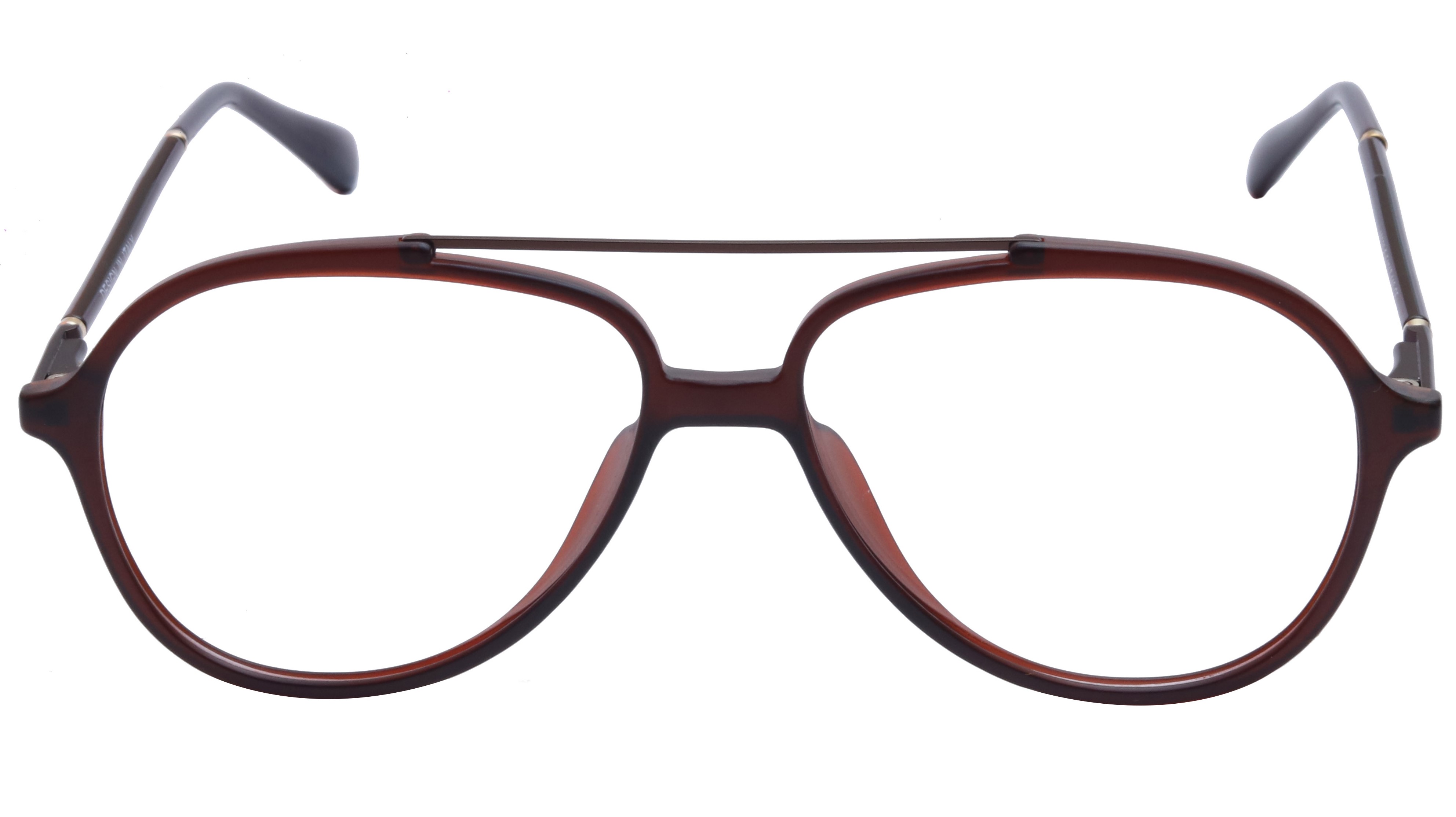 Unisex Large Aviator Spectacle Frame. Matte Brown Color Frame
