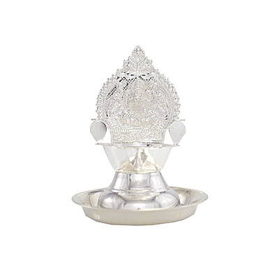 Silver Plate with Kamakshi Diya