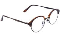 Unisex Half Rim Round Spectacle Frame. Leopard Print & Grey Color Frame. Transparent Lens