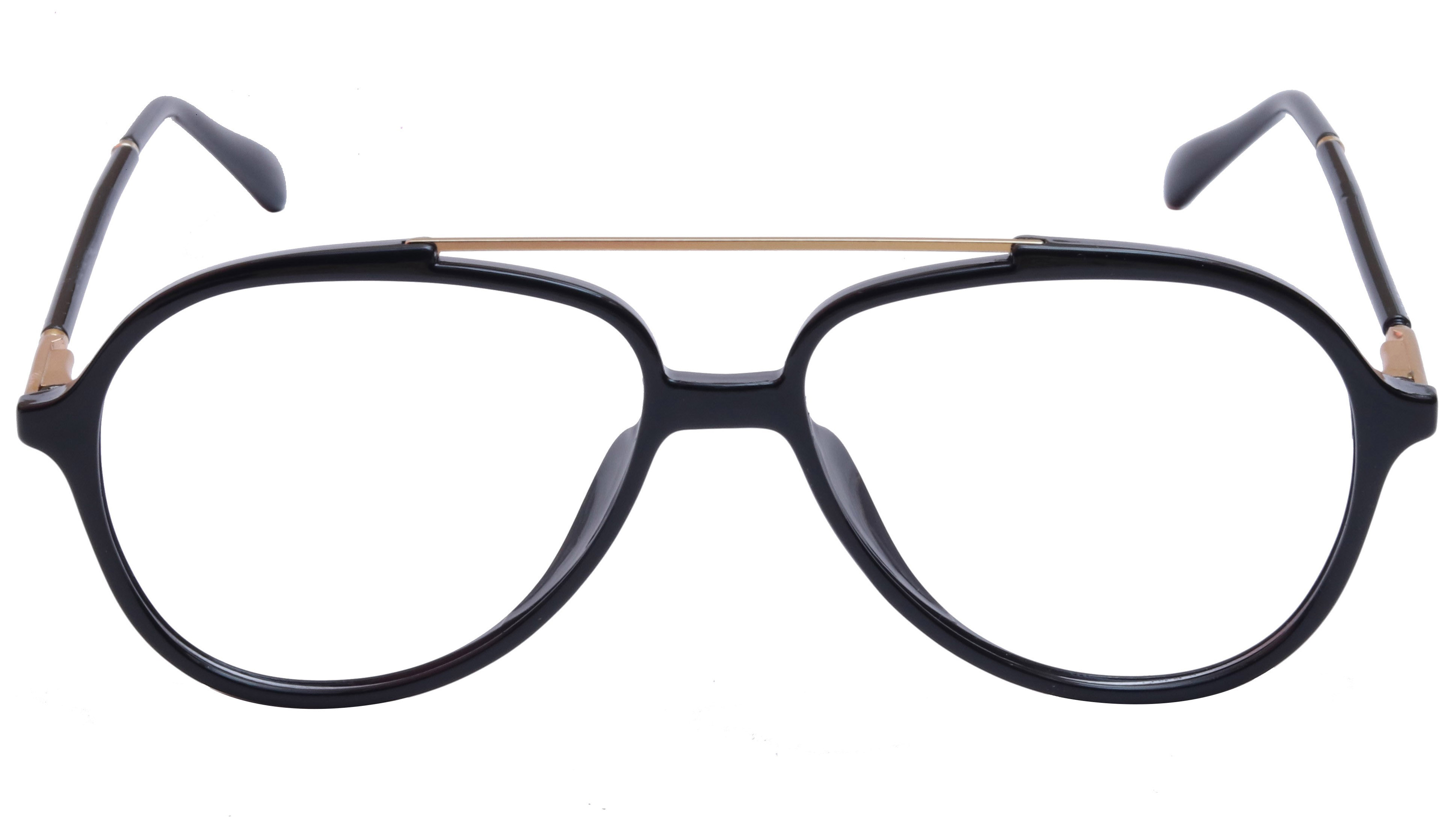Unisex Large Aviator Spectacle Frame. Black & Gold Composite Frame
