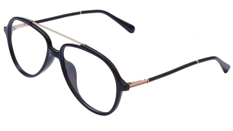 Unisex Large Aviator Spectacle Frame. Black & Gold Composite Frame Unisex Large Aviator Spectacle Frame. Black & Gold Composite Frame