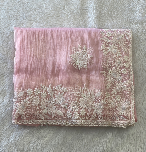 Clara - The Organza Saree in Floral Thread Border SWS49 Clara - The Organza Saree in Floral Thread Border SWS49