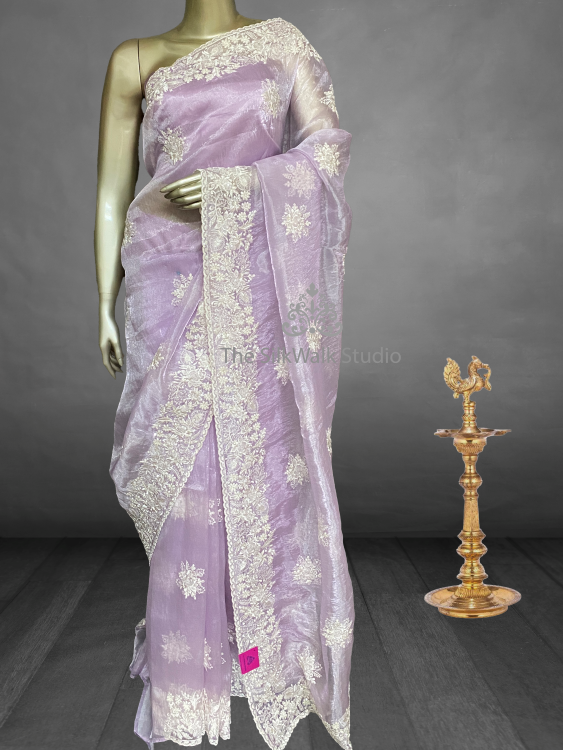 Clara - The Organza Saree in Floral Thread Border SWS49 Clara - The Organza Saree in Floral Thread Border SWS49