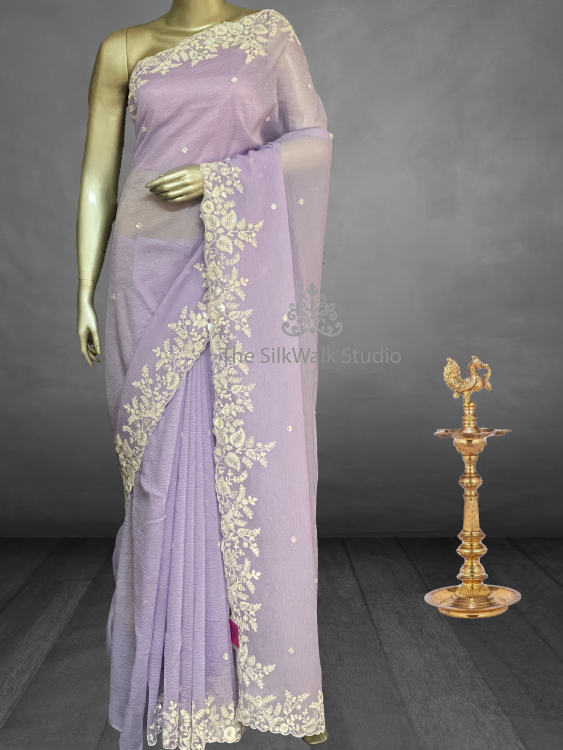 Rachel - The Crush Organza Saree in Thread Embroidery SWS48 Rachel - The Crush Organza Saree in Thread Embroidery SWS48