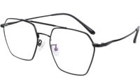 Unisex Medium Hexagon Spectacle Frame. Black Color Metal Frame Unisex Medium Hexagon Spectacle Frame. Black Color Metal Frame