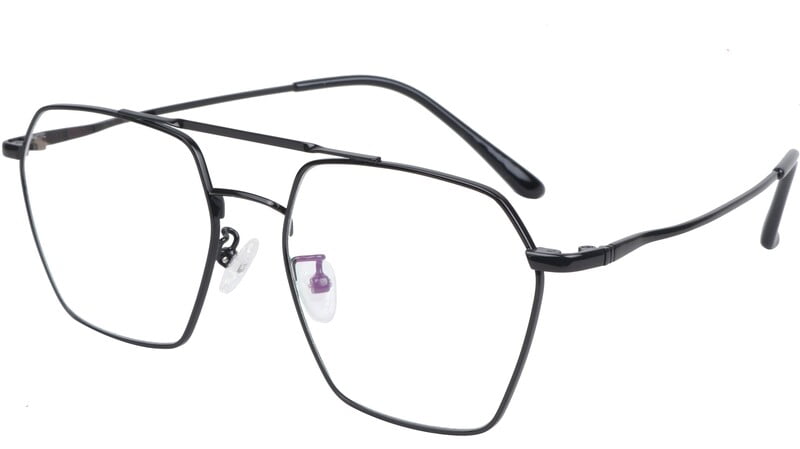 Unisex Medium Hexagon Spectacle Frame. Black Color Metal Frame Unisex Medium Hexagon Spectacle Frame. Black Color Metal Frame