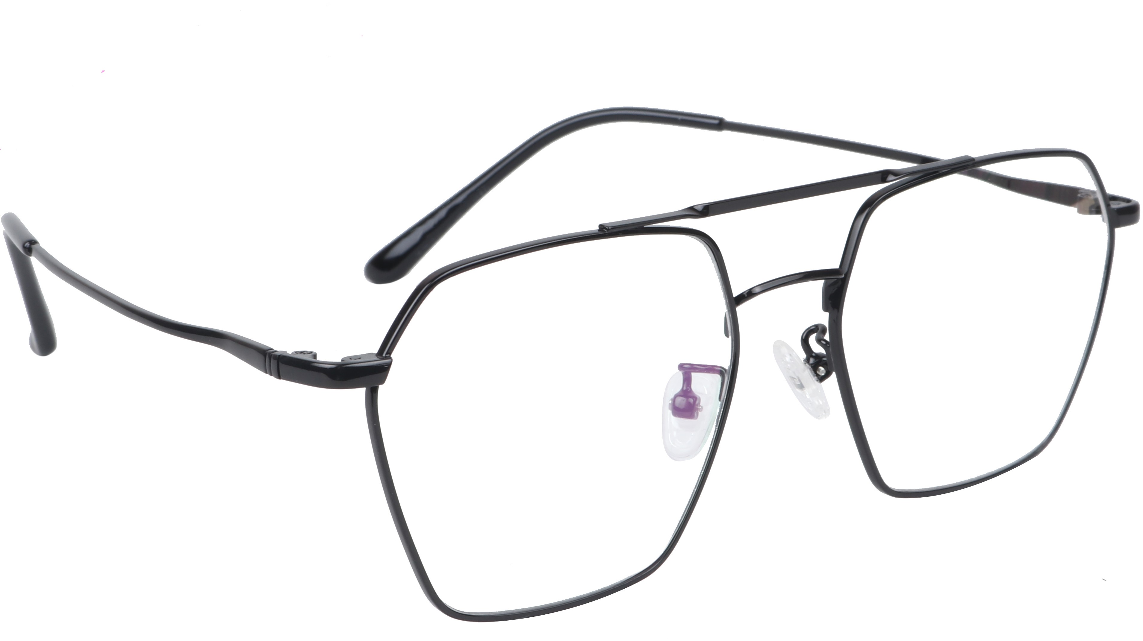 Unisex Medium Hexagon Spectacle Frame. Black Color Metal Frame