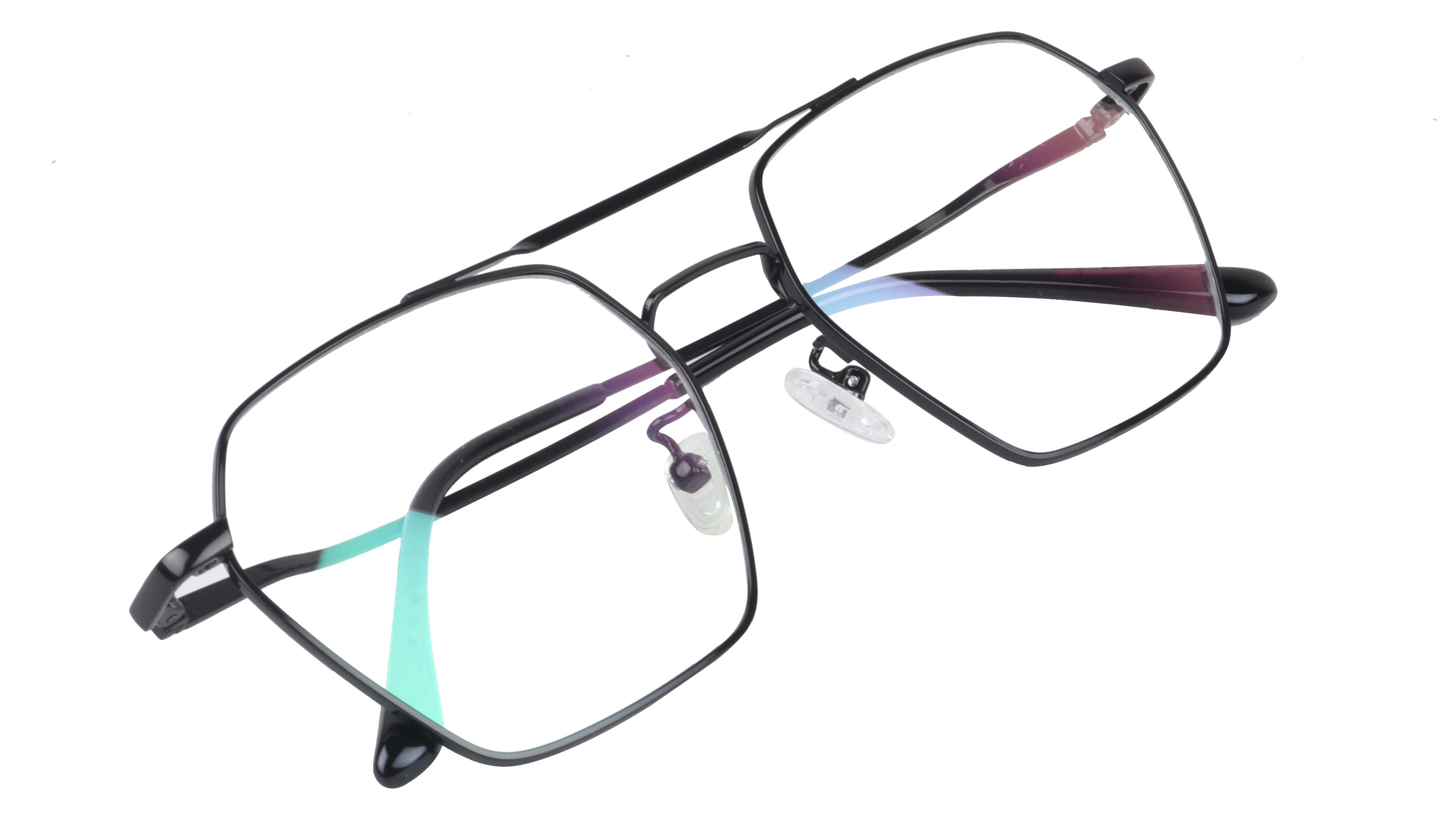Unisex Medium Hexagon Spectacle Frame. Black Color Metal Frame