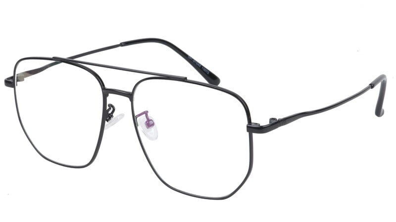 Unisex Large Pentagon Spectacles Frames. Black Color Metal Frame Unisex Large Pentagon Spectacles Frames. Black Color Metal Frame