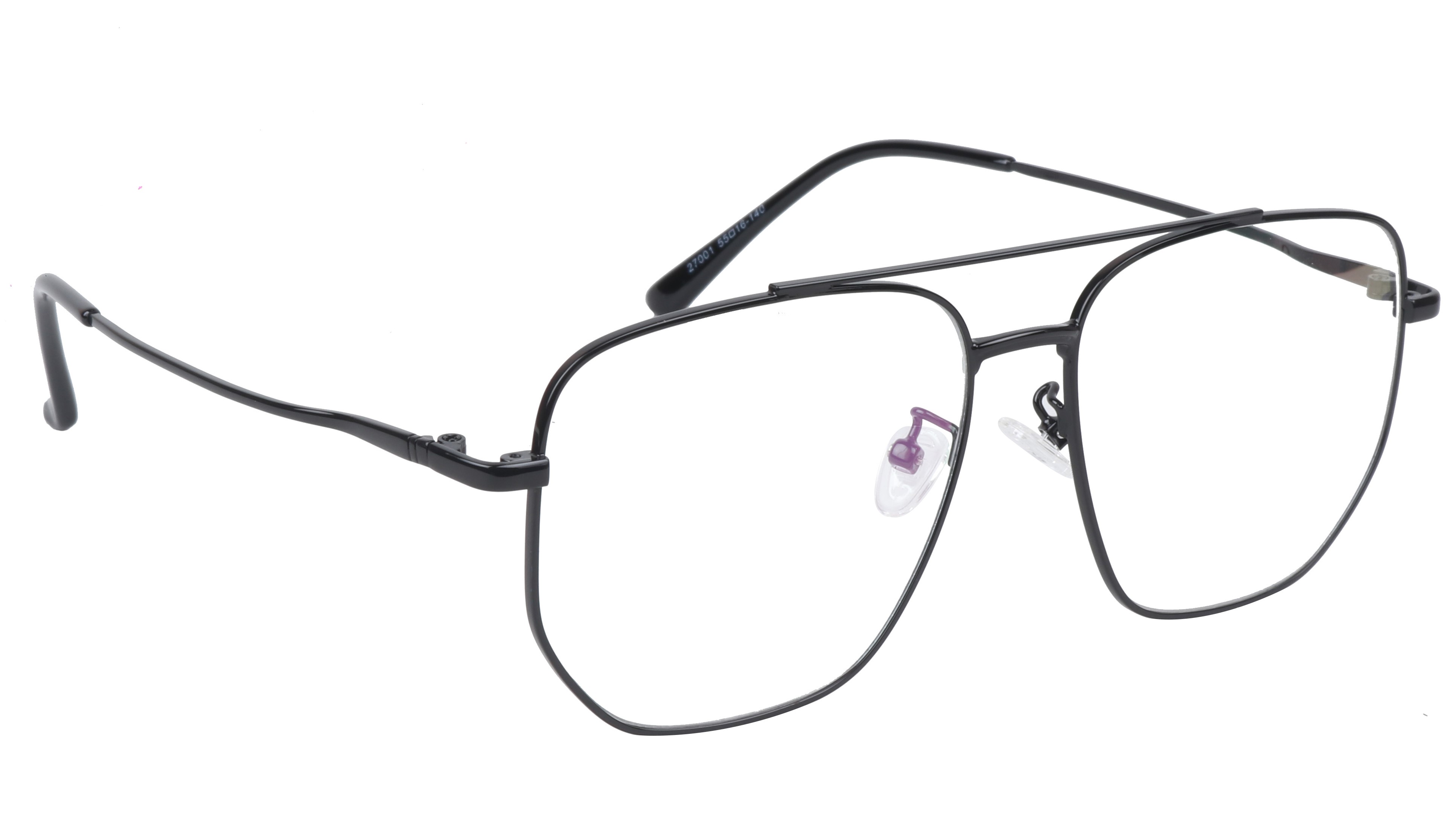 Unisex Large Pentagon Spectacles Frames. Black Color Metal Frame