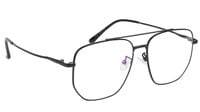 Unisex Large Pentagon Spectacles Frames. Black Color Metal Frame