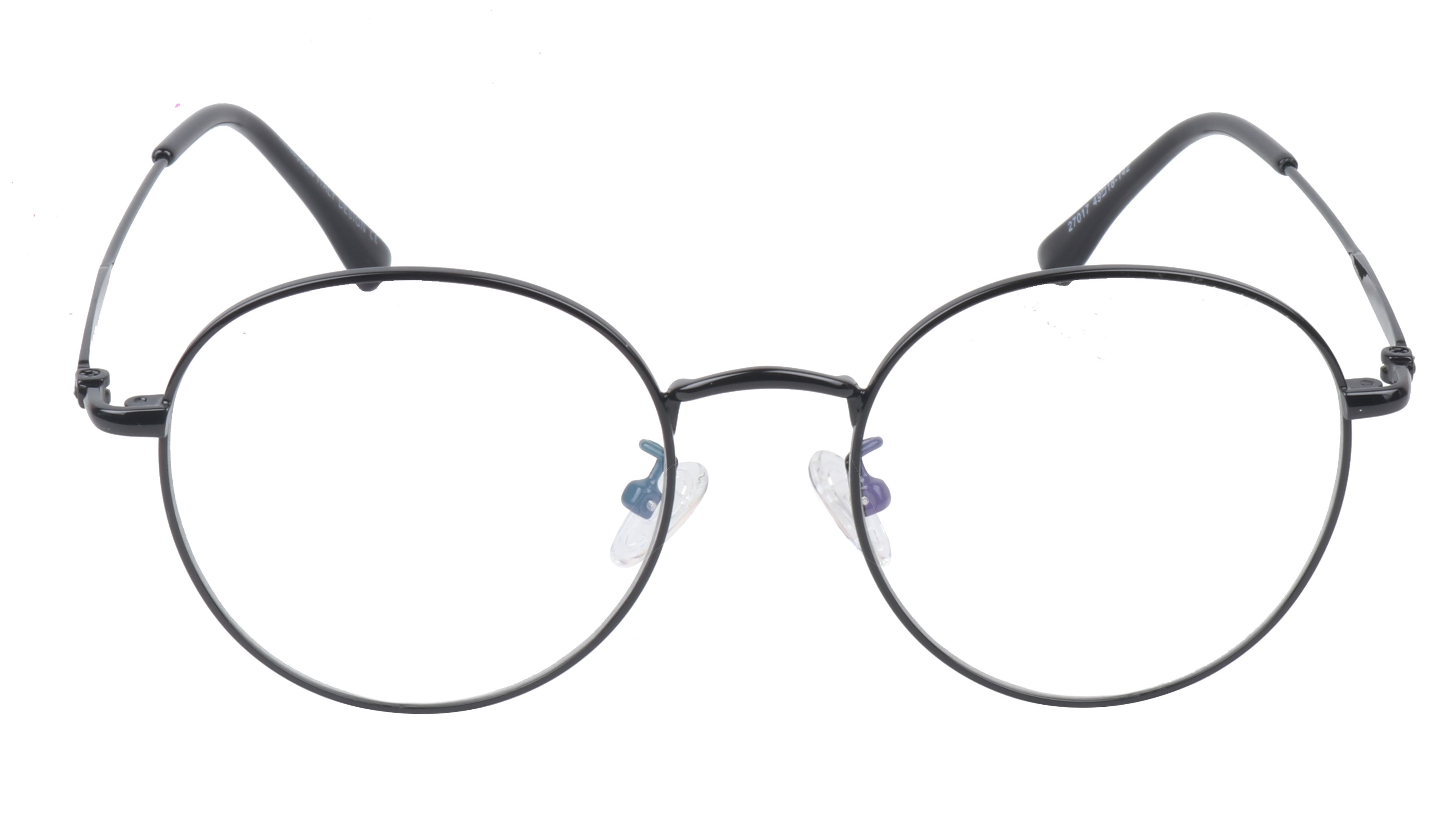 Unisex Medium Round Spectacle Frame. Black Metal Frame
