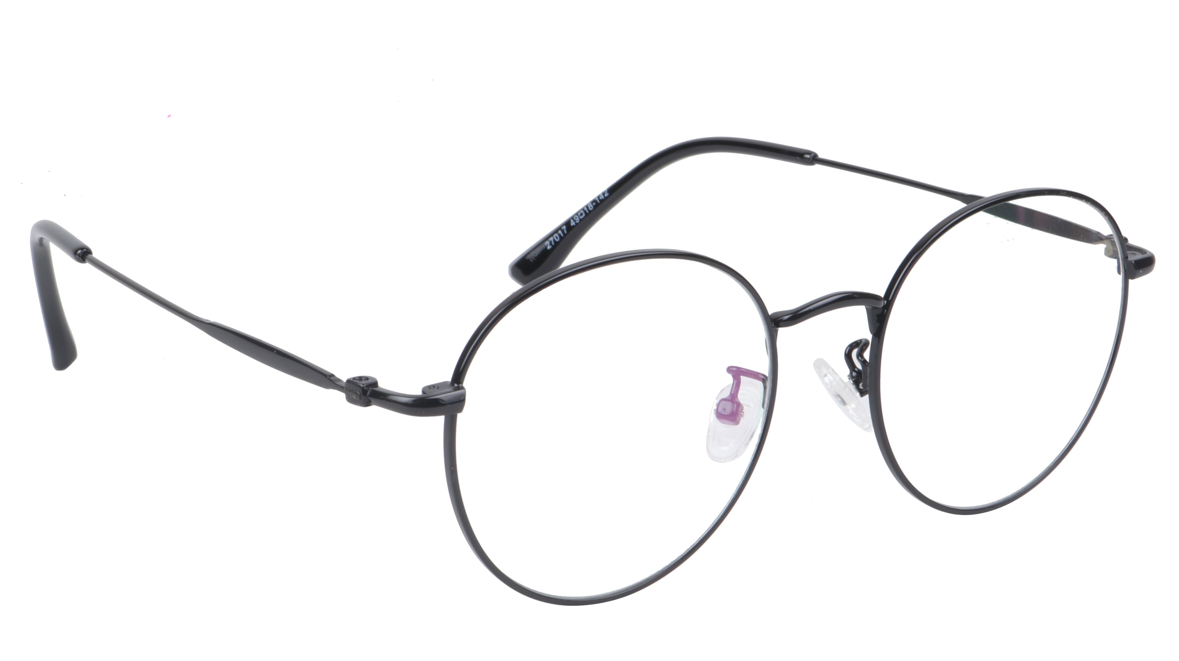 Unisex Medium Round Spectacle Frame. Black Metal Frame