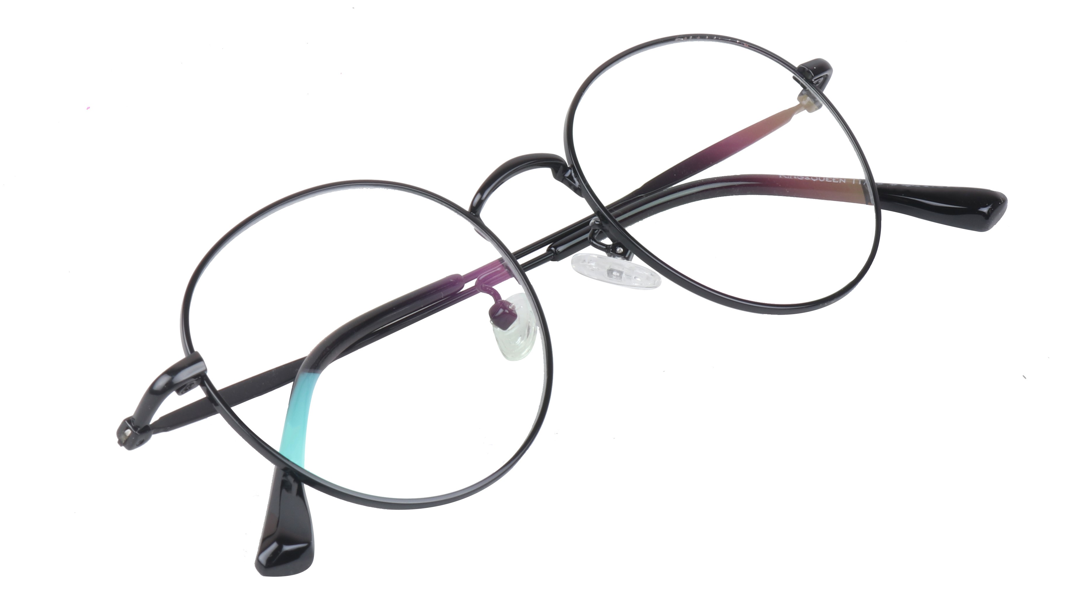 Unisex Medium Round Spectacle Frame. Black Metal Frame