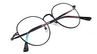 Unisex Medium Round Spectacle Frame. Black Metal Frame