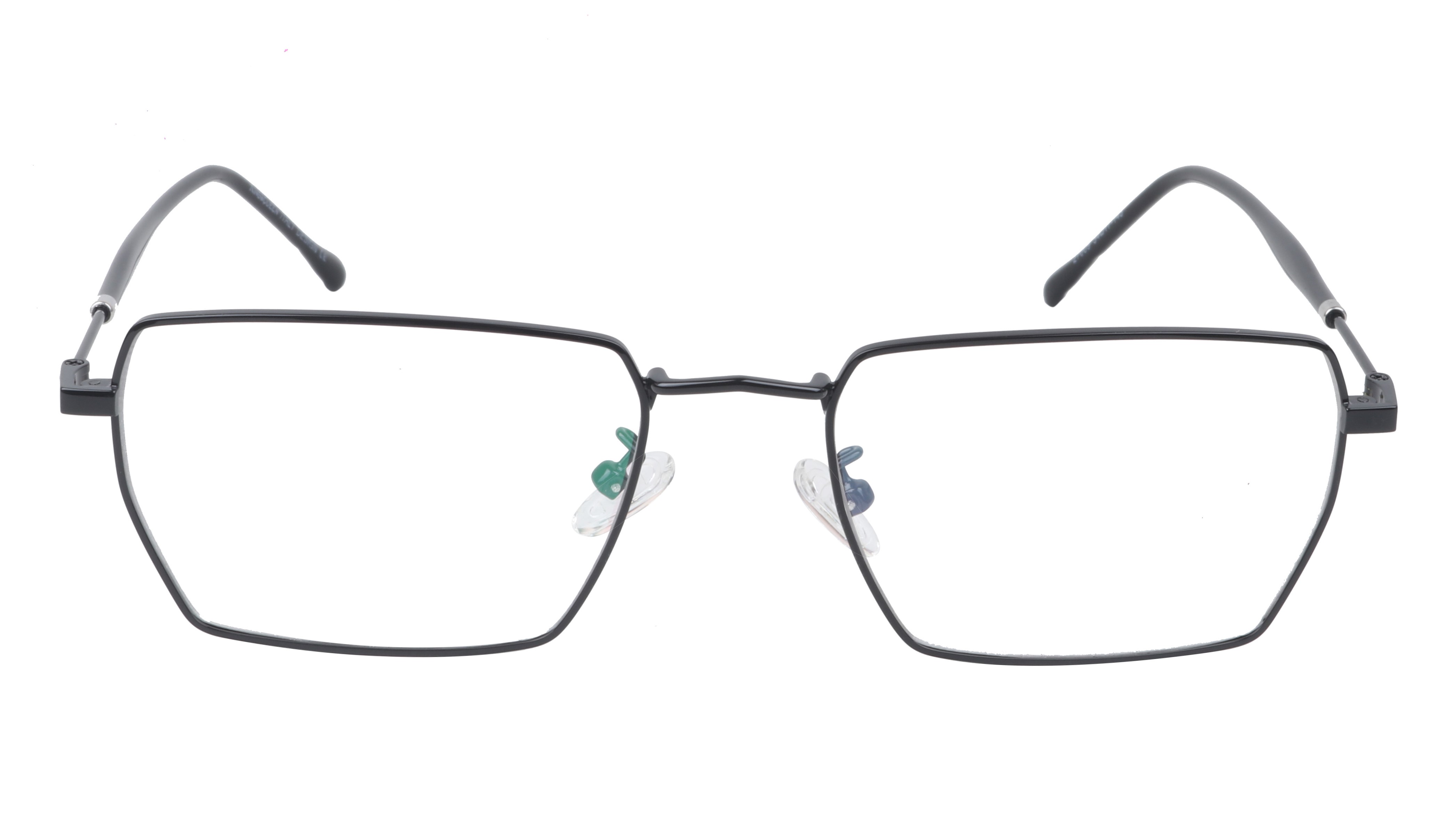 Unisex Large Rectangular Spectacle Frame. Black Metal Frame