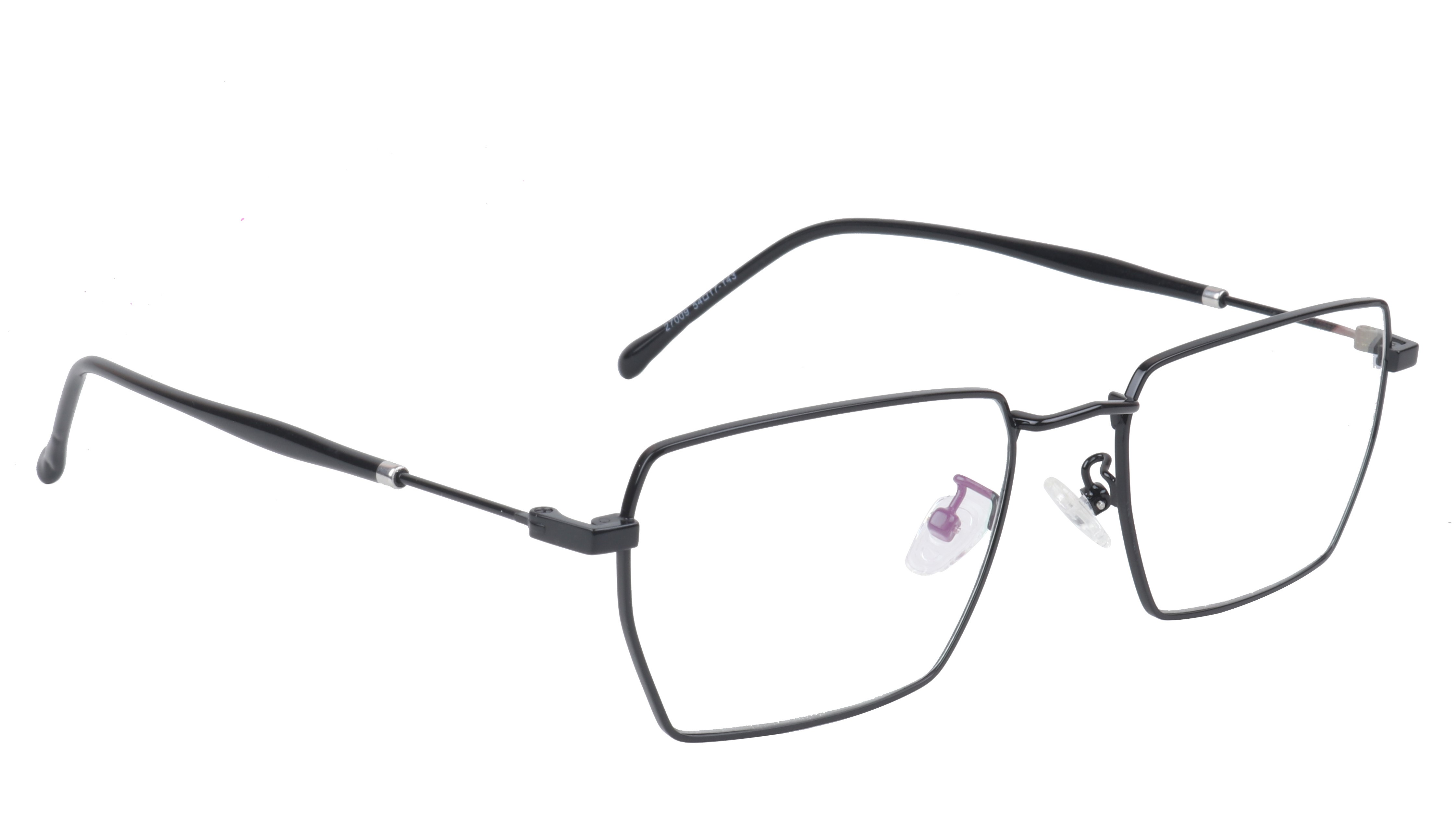 Unisex Large Rectangular Spectacle Frame. Black Metal Frame