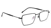 Unisex Large Rectangular Spectacle Frame. Black Metal Frame