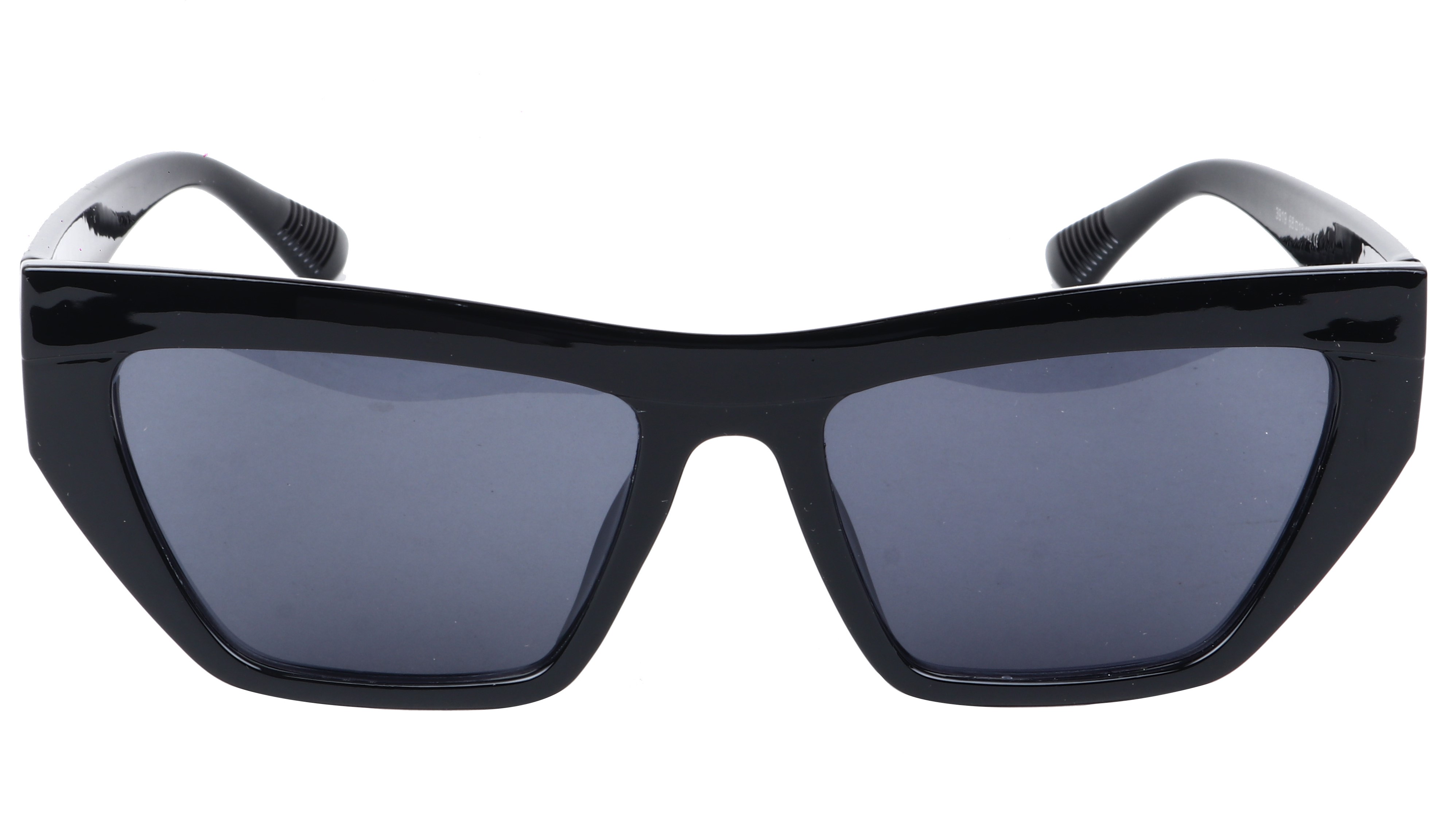 Female Large Rectangular Sunglasses. Glossy Black Color Frame.