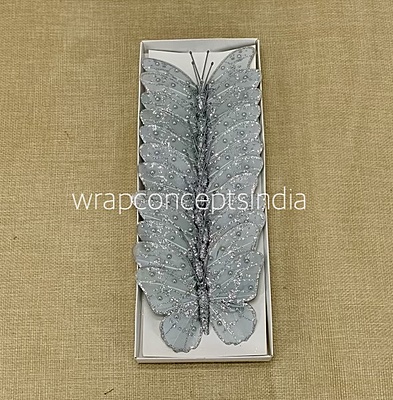 Glitter Butterfly - White/Silver/Gold