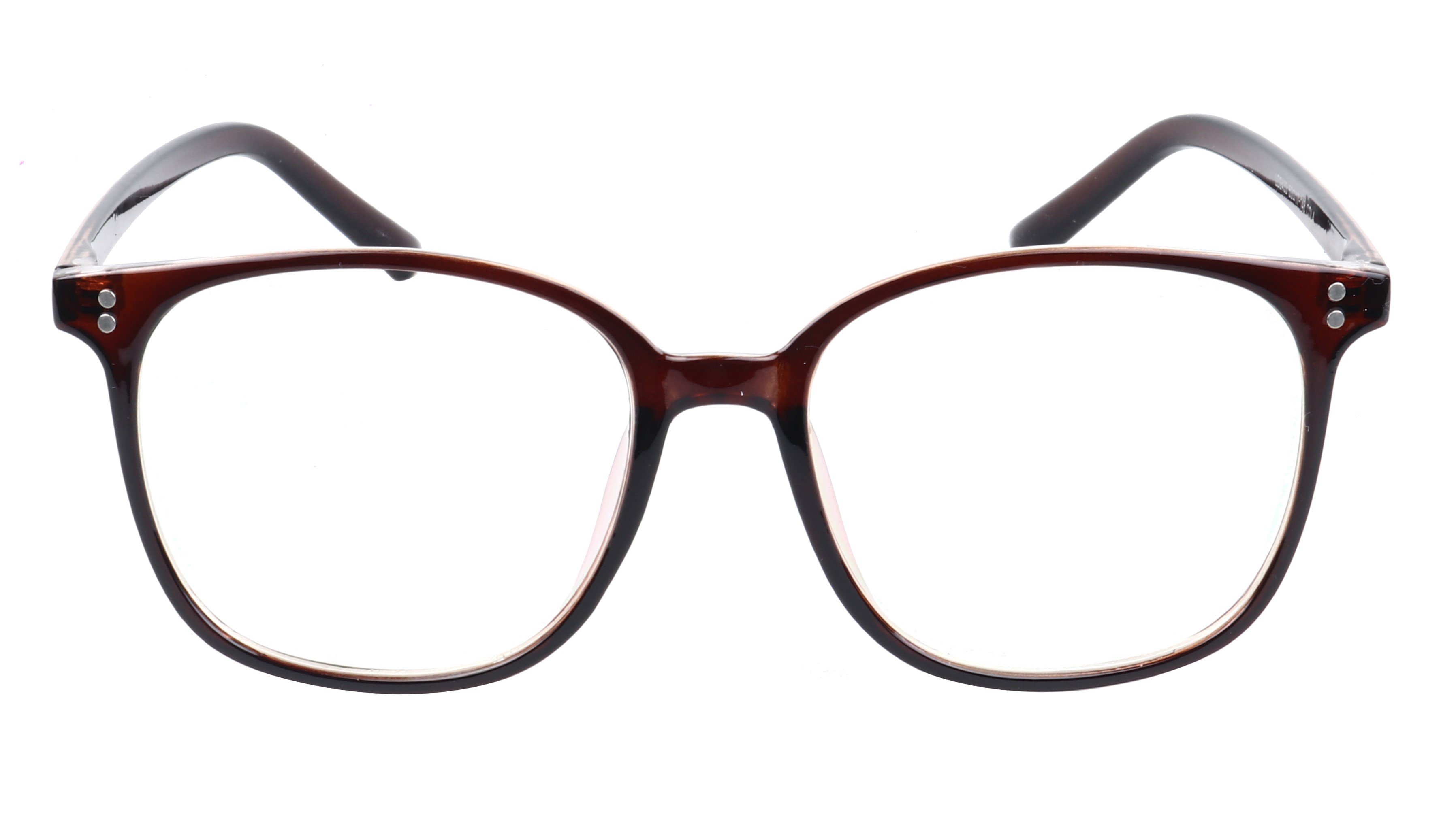 Soigné Unisex Oversized Square Spectacle Frame. Brown withWith Black Transparent