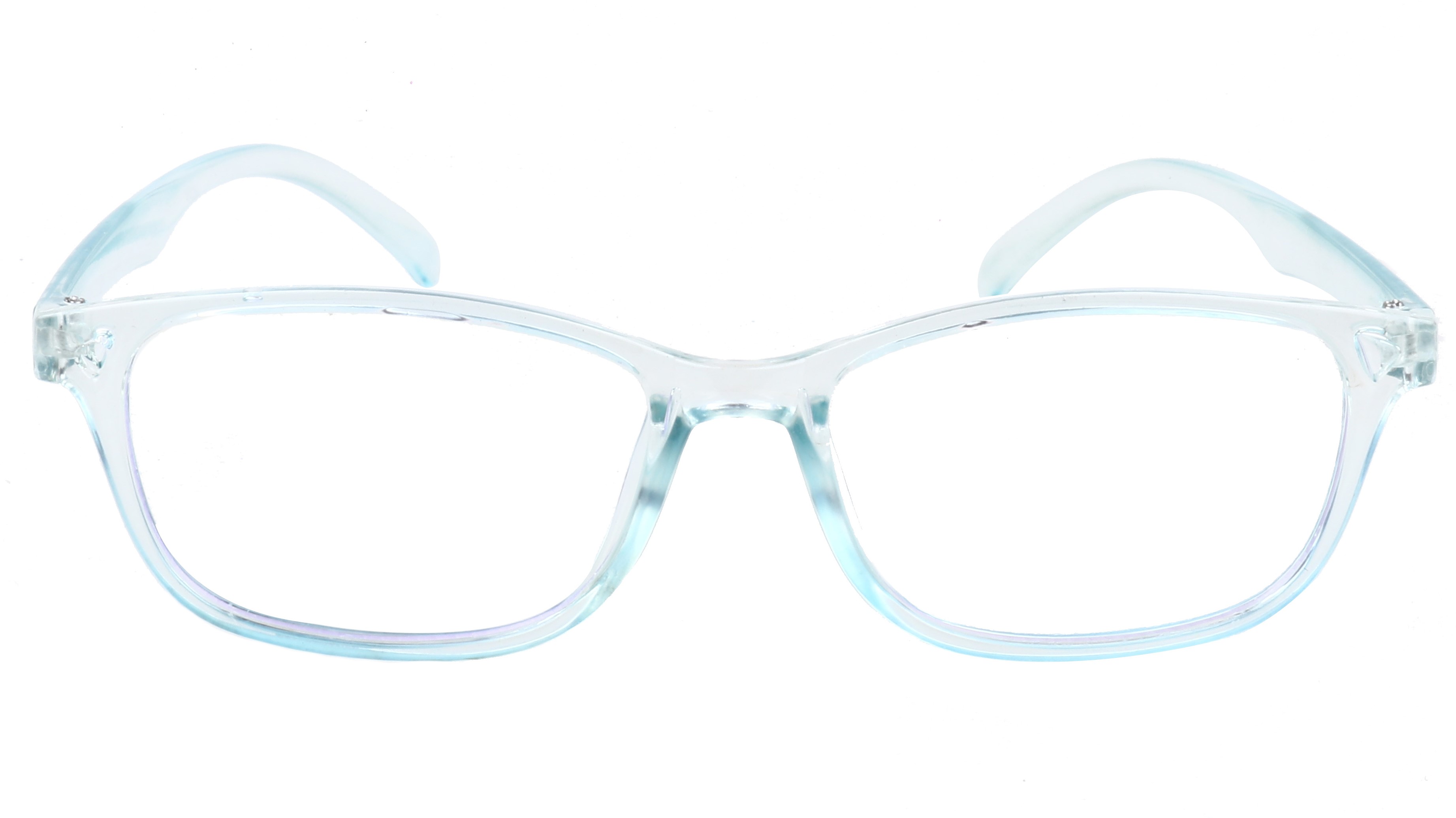 Unisex Rectangular Spectacle Frame. See Through Light Blue Color Frame.