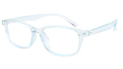 Unisex Rectangular Spectacle Frame. See Through Light Blue Color Frame.
