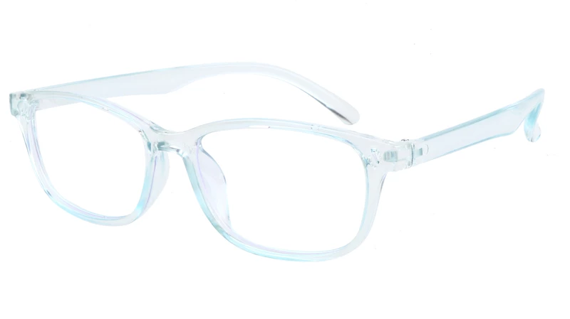 Unisex Rectangular Spectacle Frame. See Through Light Blue Color Frame.