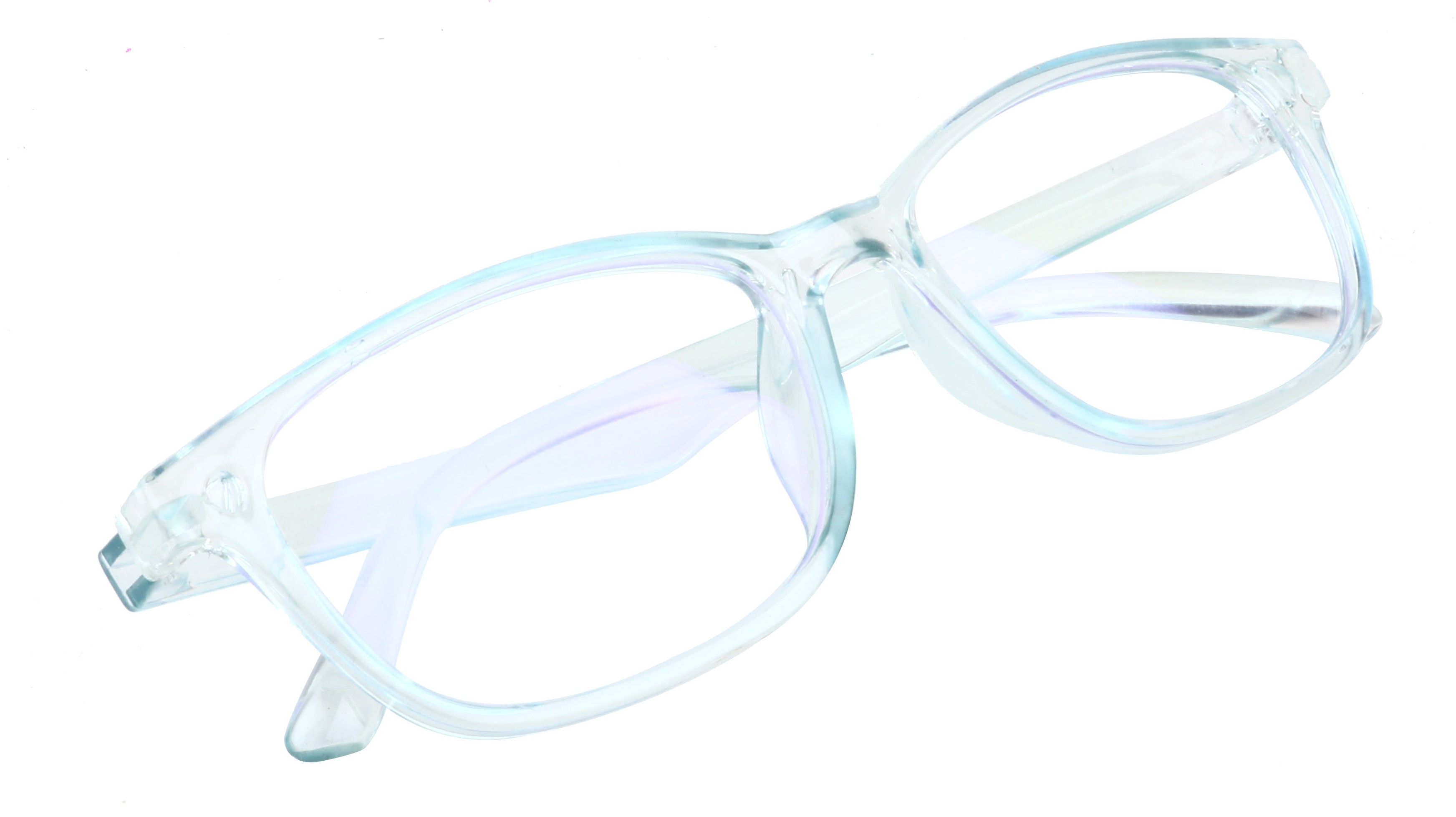 Unisex Rectangular Spectacle Frame. See Through Light Blue Color Frame.
