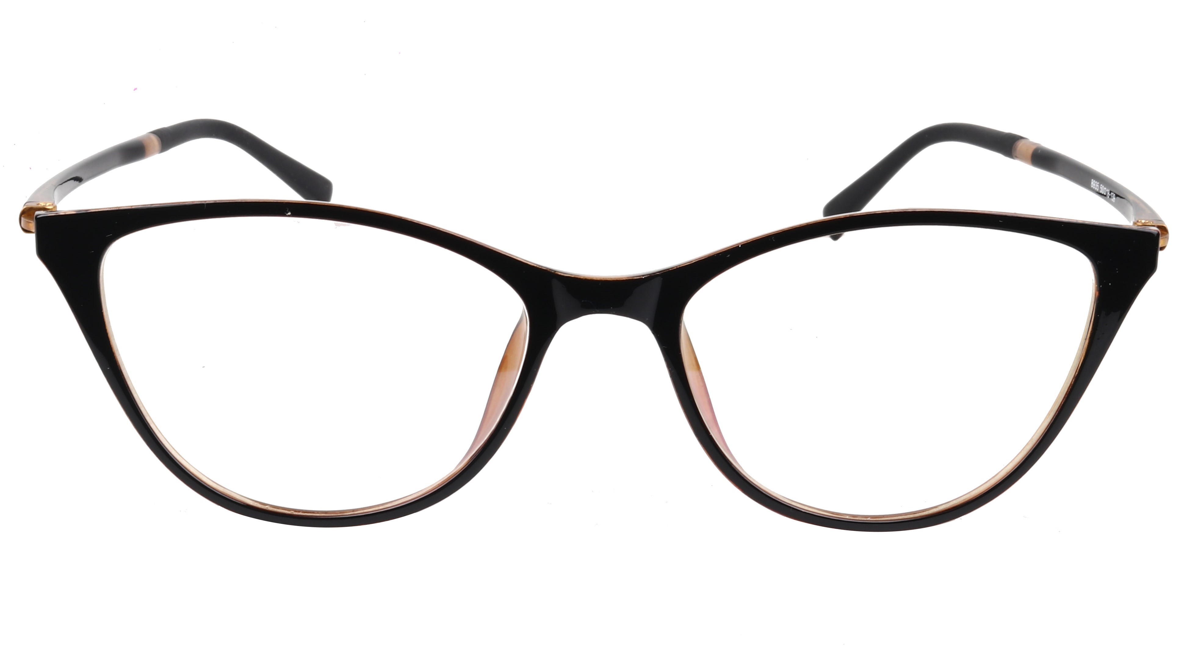 Female Large Cat Eye Spectacle Frame. Black & Brown Color Rim.
