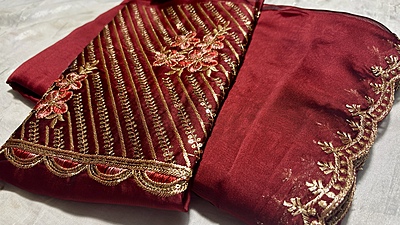 Roopvati Marble Designer Saree - Red