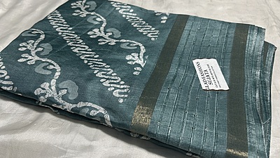 Dola Sequence White Swirls Saree - Gray