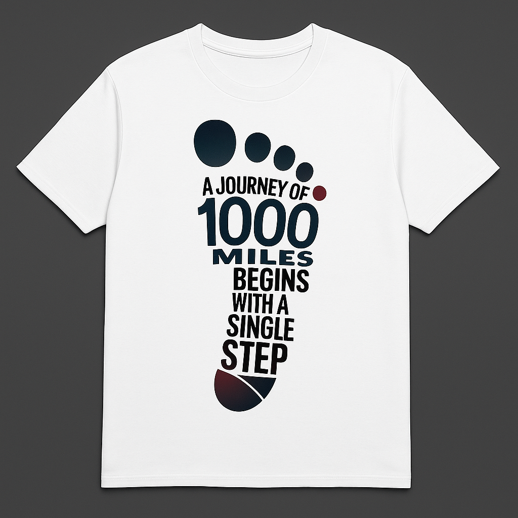 1000 Miles Journey Motivational White T-Shirt – Take The First Step | SorryBro.in 1000 Miles Journey Motivational White T-Shirt – Take The First Step | SorryBro.in