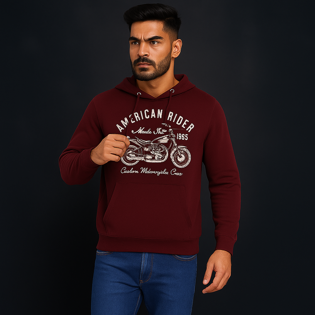 Men's American Rider Biker Printed Cotton Hoodie – 100% Premium Cotton Men's American Rider Biker Printed Cotton Hoodie – 100% Premium Cotton