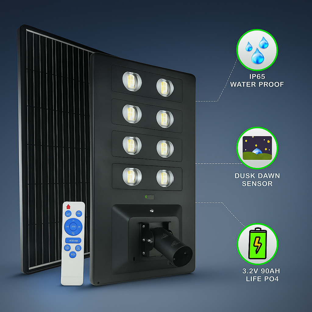 Lens Solar Street Light 50W – 24 Hr Backup | 80000mAh Battery | Radar Sensor | Remote Control Lens Solar Street Light 50W – 24 Hr Backup | 80000mAh Battery | Radar Sensor | Remote Control