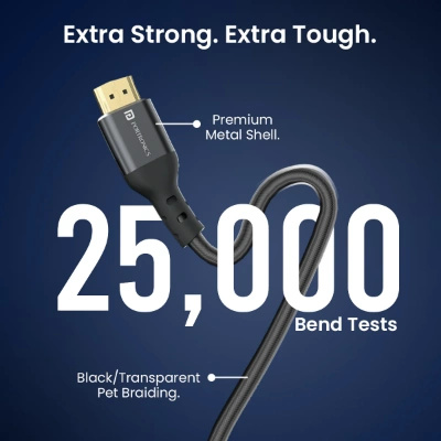 Portronics Konnect Stream 4K@60Hz HDMI to HDMI Cable, Flexible Premium 5M Length with Support eARC and Compatible with Smart HDTV, Laptop, Monitor, Projector, eARC enable Soundbar(Grey) Portronics Konnect Stream 4K@60Hz HDMI to HDMI Cable, Flexible Premium 5M Length with Support eARC and Compatible with Smart HDTV, Laptop, Monitor, Projector, eARC enable Soundbar(Grey)