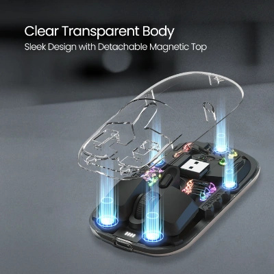 Portronics Toad 5 Transparent Bluetooth Mouse with 2.4 GHz & BT 5.3 Dual Wireless, Rechargeable, RGB Lights, Connect 3 Devices, Sleek Design for Laptop, Smartphone, Tablet (Black) Portronics Toad 5 Transparent Bluetooth Mouse with 2.4 GHz & BT 5.3 Dual Wireless, Rechargeable, RGB Lights, Connect 3 Devices, Sleek Design for Laptop, Smartphone, Tablet (Black)