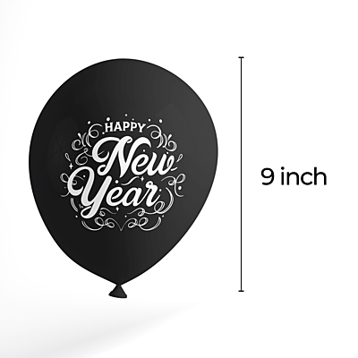The Magic Balloons -Customized Happy New Year Latex Balloons New Year balloons  Pack of 30pcs Black and Golden Balloons For New Year's Eve.