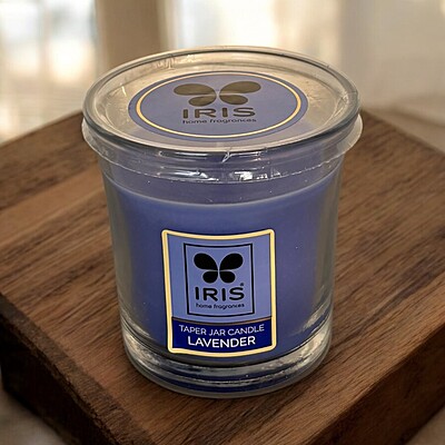 Iris Taper Jar Candle - Musk, Sea Shore, Lavender Iris Taper Jar Candle - Musk, Sea Shore, Lavender