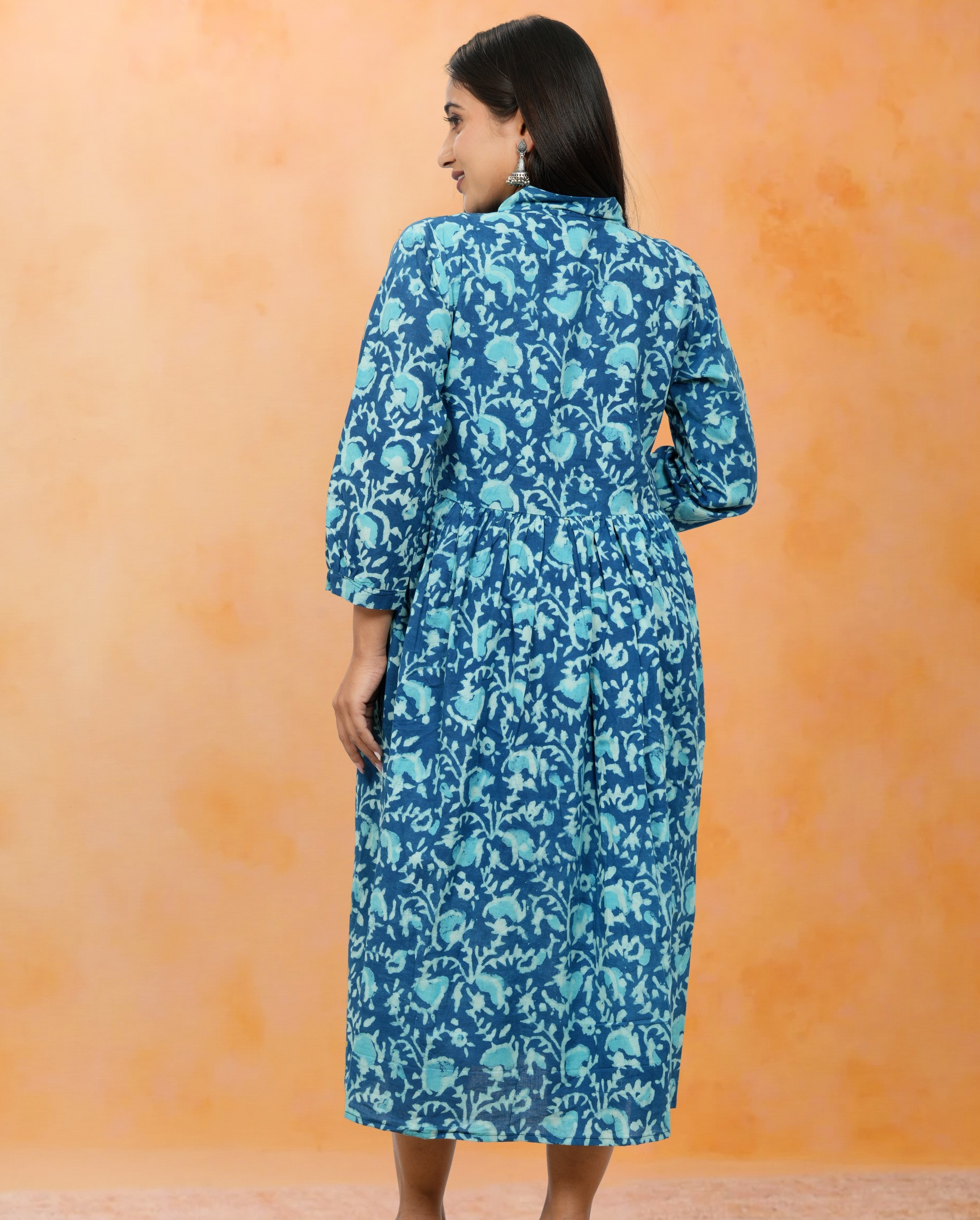 Lavanya Teal Blue Cotton Upper Chest Dress Lavanya Teal Blue Cotton Upper Chest Dress