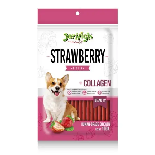 JerHigh Strawberry Sticks โ Real Chicken & Blueberry Dog Treats, 70g JerHigh Strawberry Sticks โ Real Chicken & Blueberry Dog Treats, 70g