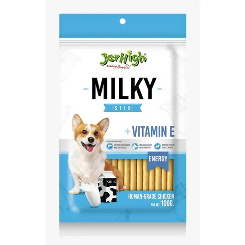 JerHigh Milky Sticks โ Real Chicken & Blueberry Dog Treats, 70g JerHigh Milky Sticks โ Real Chicken & Blueberry Dog Treats, 70g
