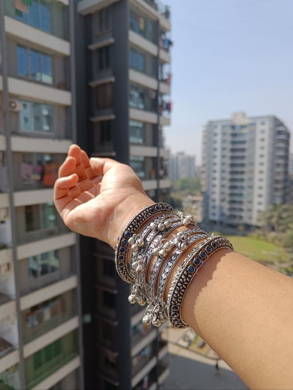 Oxidised Silver Plated Bangles Set of 6-1
