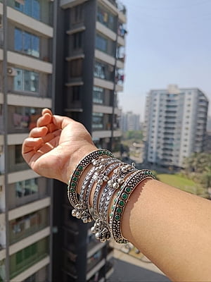 Oxidised Silver Plated Bangles Set of 6-5
