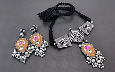 Oxidised Silver Plated Chokar Set-10