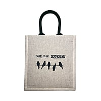 Jute Cotton Black Color "Dare to be Different" Printed Design