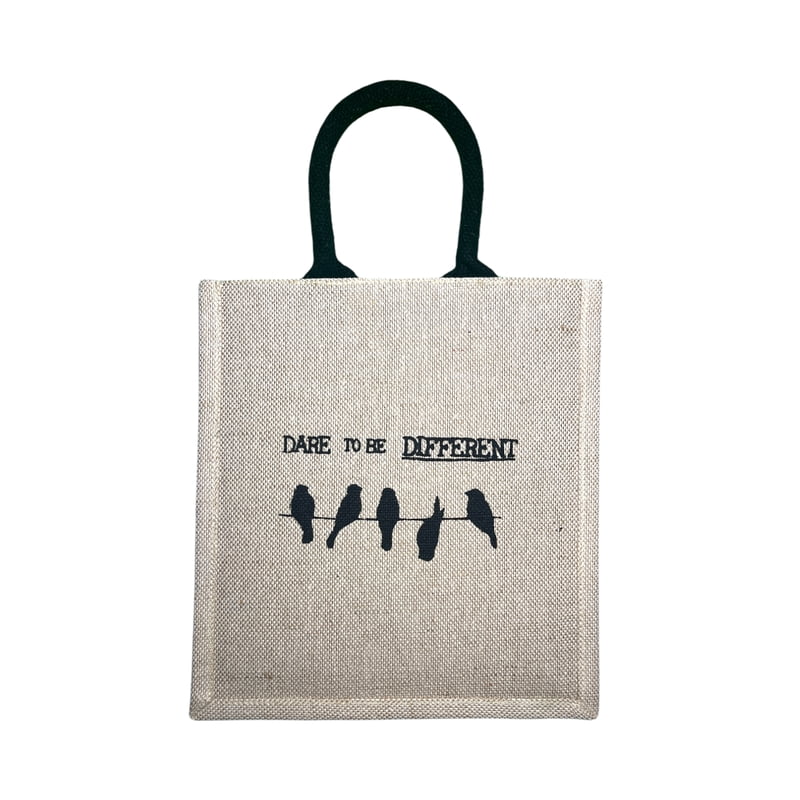 Jute Cotton Black Color "Dare to be Different" Printed Design