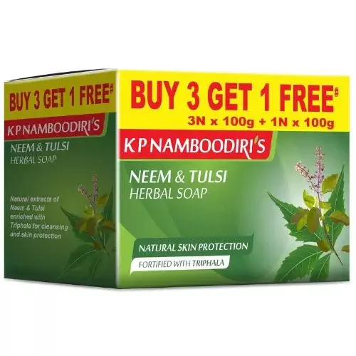 K P Namboodiri's Neem & Tulsi Herbal Soap- 100g Each (4 Pieces) K P Namboodiri's Neem & Tulsi Herbal Soap- 100g Each (4 Pieces)